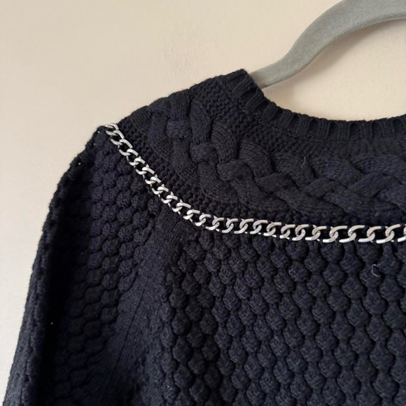 NWT Vintage Black Knit Cardigan Silver Chain Liz Claiborne Medium - Picture 5 of 6